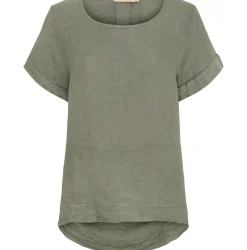 VIAMAJA Bluse hørmix – Military Best