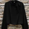 VIAMAJA Bluse m. Sløjfe - Black Clearance