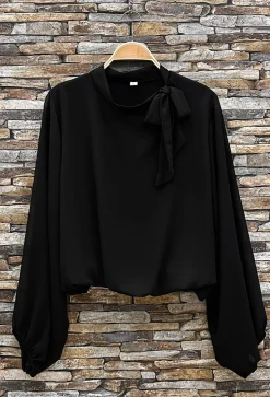 VIAMAJA Bluse m. Sløjfe - Black Clearance