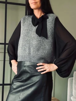 VIAMAJA Bluse m. Sløjfe - Black Clearance