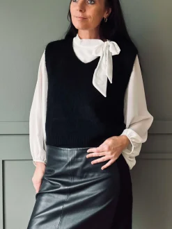 VIAMAJA Bluse m. Sløjfe - White Clearance