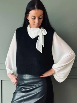 VIAMAJA Bluse m. Sløjfe - White Clearance