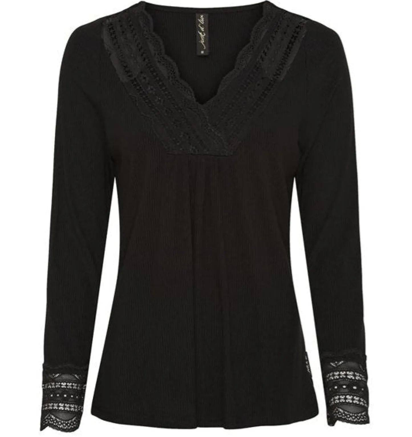 VIAMAJA Bluse med blonde – Black Hot