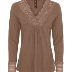 VIAMAJA Bluse med blonde – Brown Online