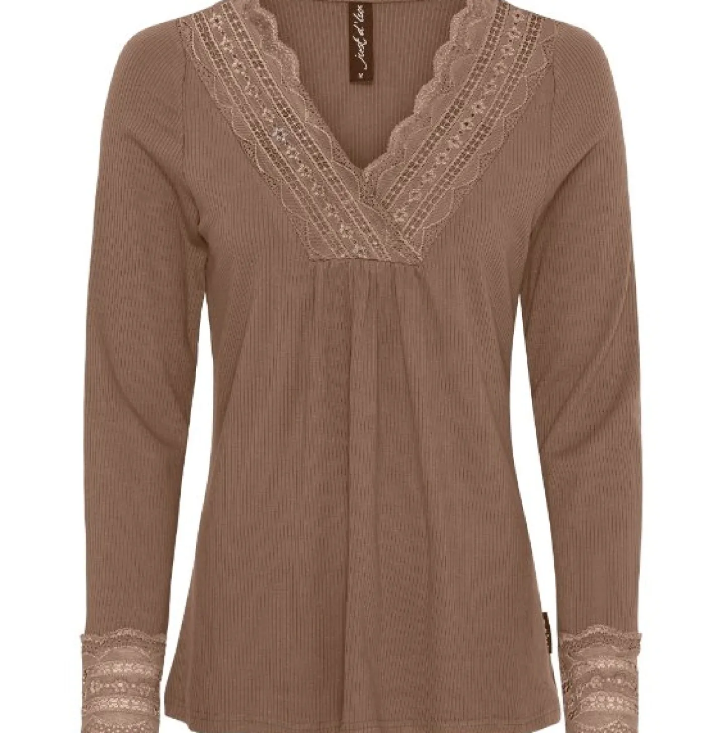 VIAMAJA Bluse med blonde – Brown Online