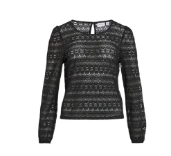 VIAMAJA Bluse med blonde - Chikka Black Discount