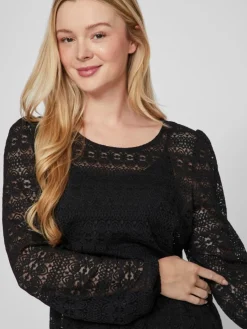 VIAMAJA Bluse med blonde - Chikka Black Discount