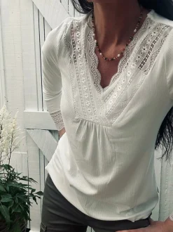 VIAMAJA Bluse med blonde – White