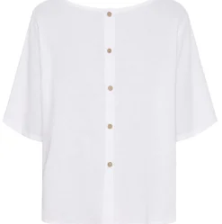 VIAMAJA Bluse med knapper – White hørmix Outlet