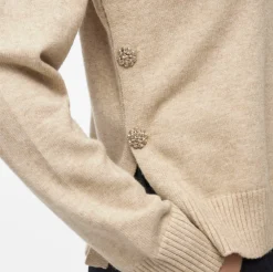 VIAMAJA Bluse med smukke knapper - Beige Discount