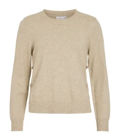 VIAMAJA Bluse med smukke knapper - Beige Discount