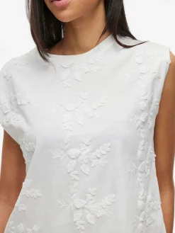 VIAMAJA Bluse SASJA uden ærmer med broderi Sale