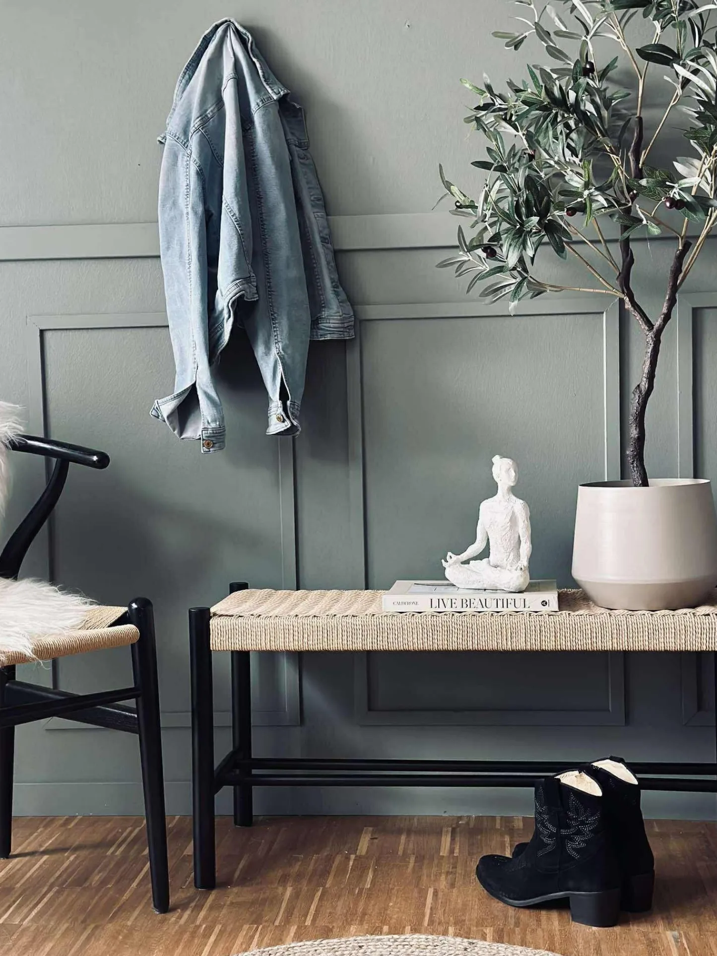 VIAMAJA Bænk bøg Sort / natur - 120 cm Outlet