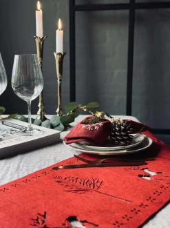 VIAMAJA Bordløber Jul - 30x120 cm - Rød filt Best