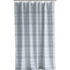 VIAMAJA Bruseforhæng - Tartan linen blue - 180 cm x 200 cm Clearance
