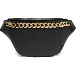 VIAMAJA Bumbag - BLACK / GOLD i blød skind kvalitet Discount