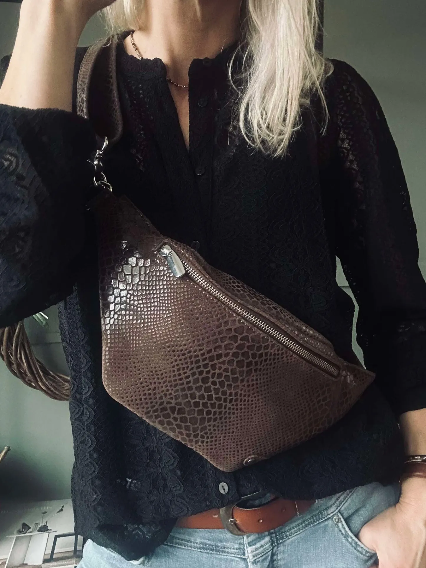 VIAMAJA Bumbag Aura Brown Croco