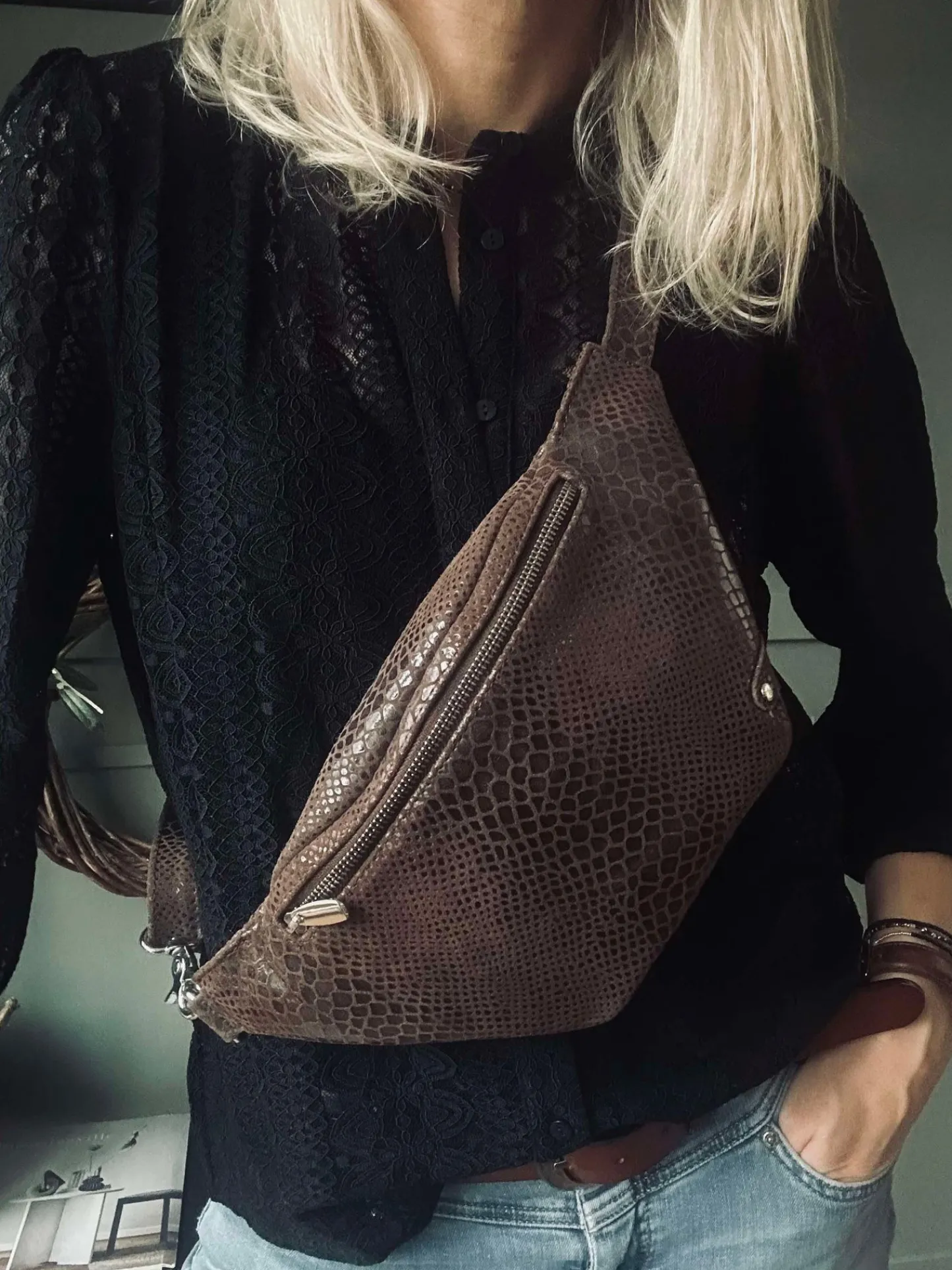VIAMAJA Bumbag Aura Brown Croco