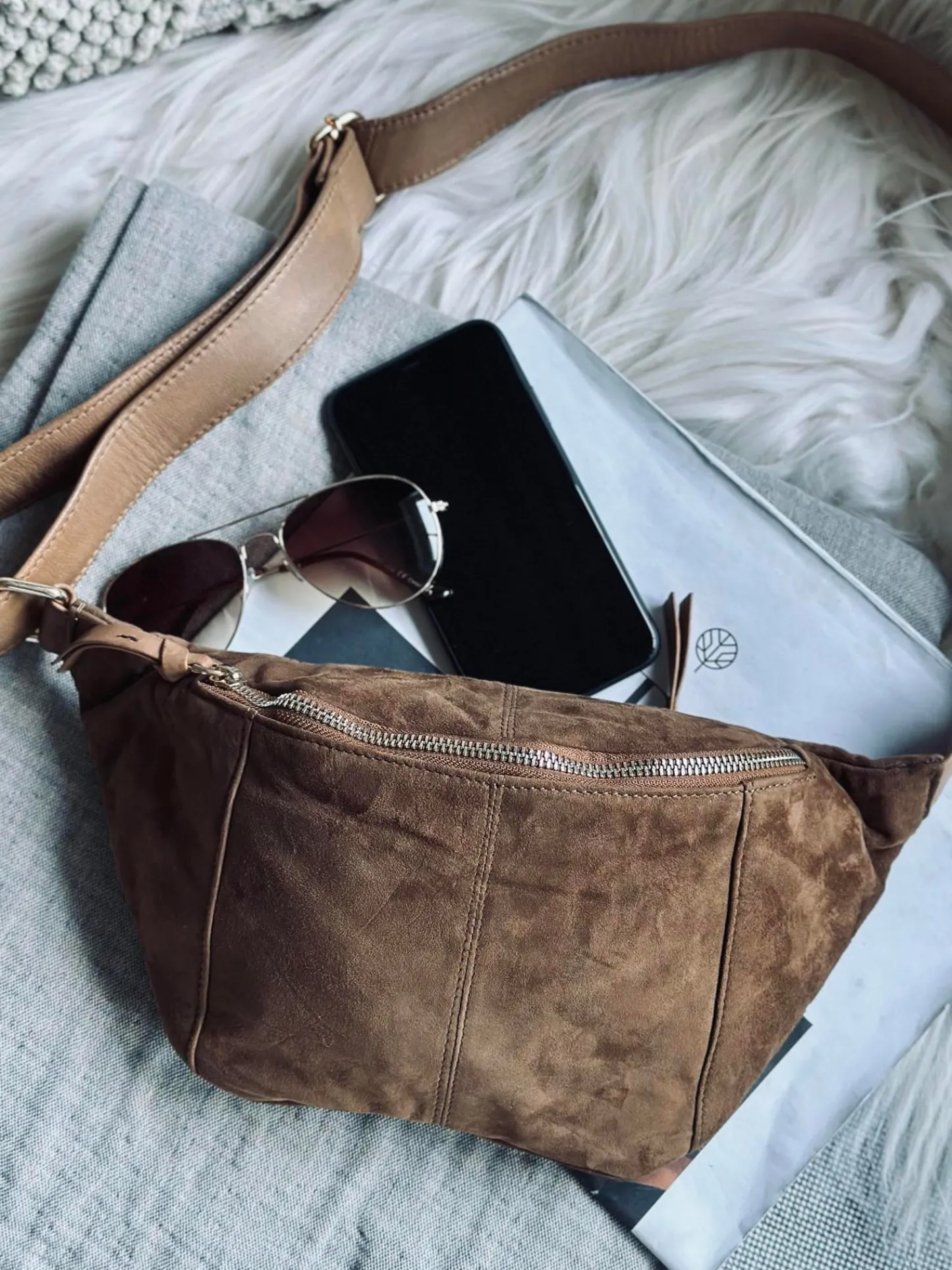 VIAMAJA Bumbag JUNE Ruskind - Caramel Outlet