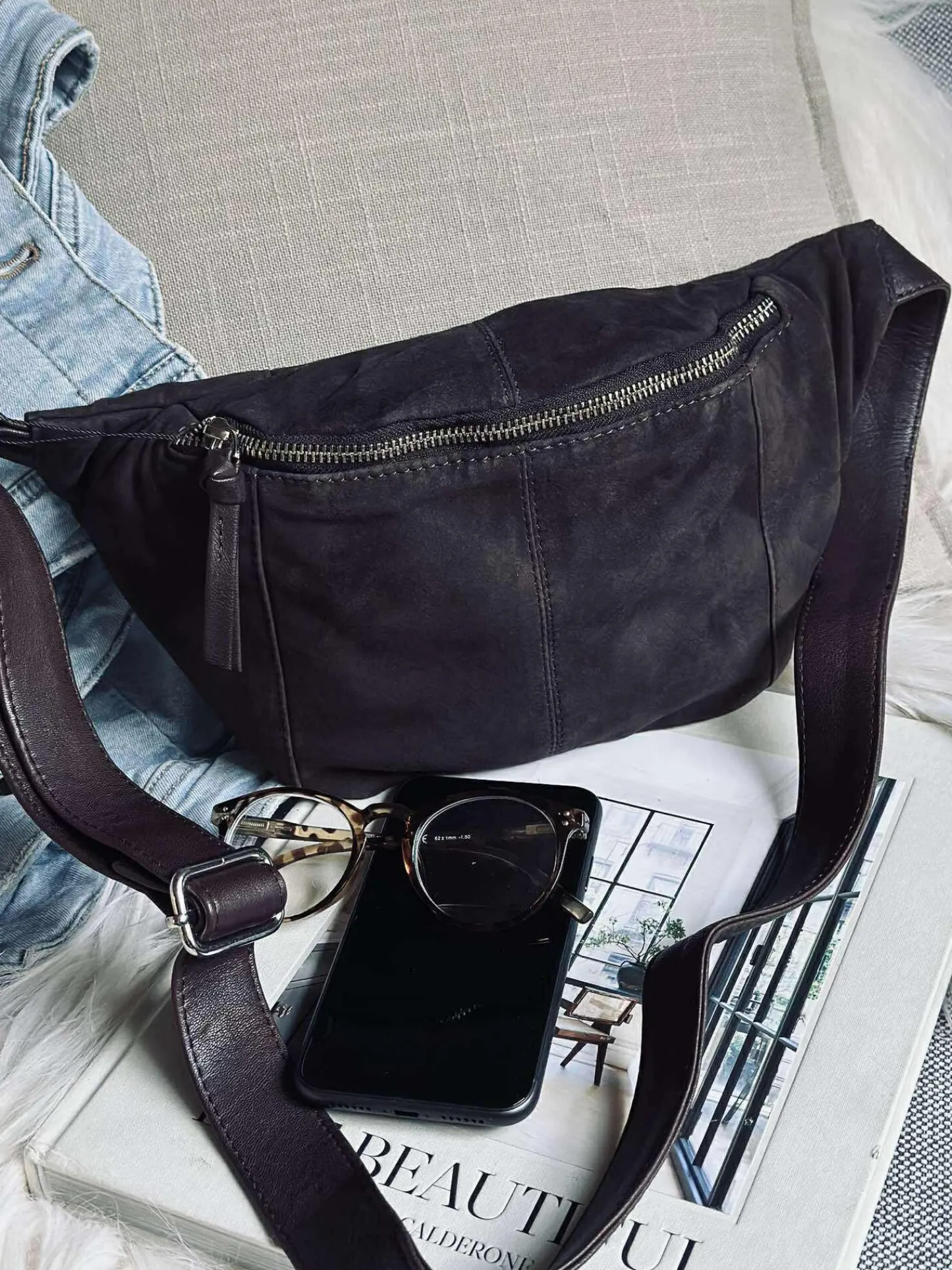 VIAMAJA Bumbag JUNE Ruskind - Coffee Brown Discount