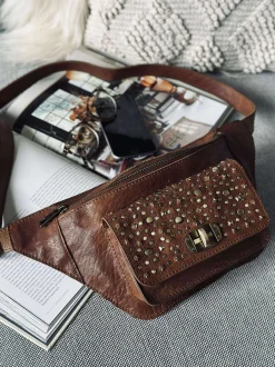 VIAMAJA Bumbag med nitter - Cognac Clearance
