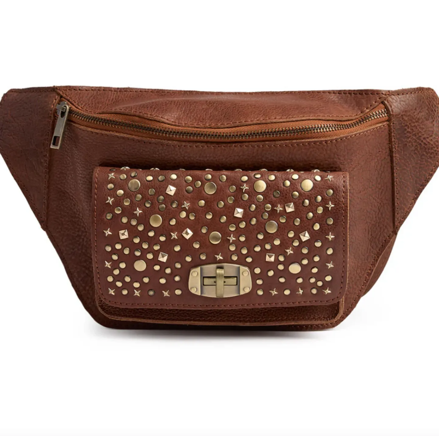 VIAMAJA Bumbag med nitter - Cognac Clearance
