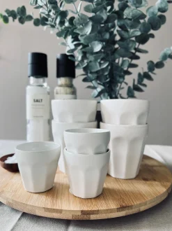 VIAMAJA Café krus 90 ml - Hvid porcelæn 4 stk espresso
