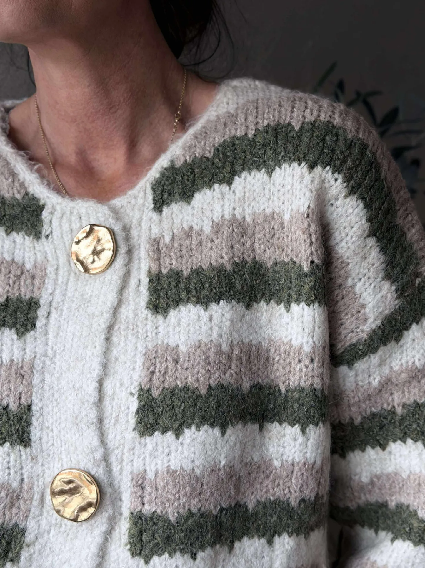 VIAMAJA Cardigan Grøn strib Clearance