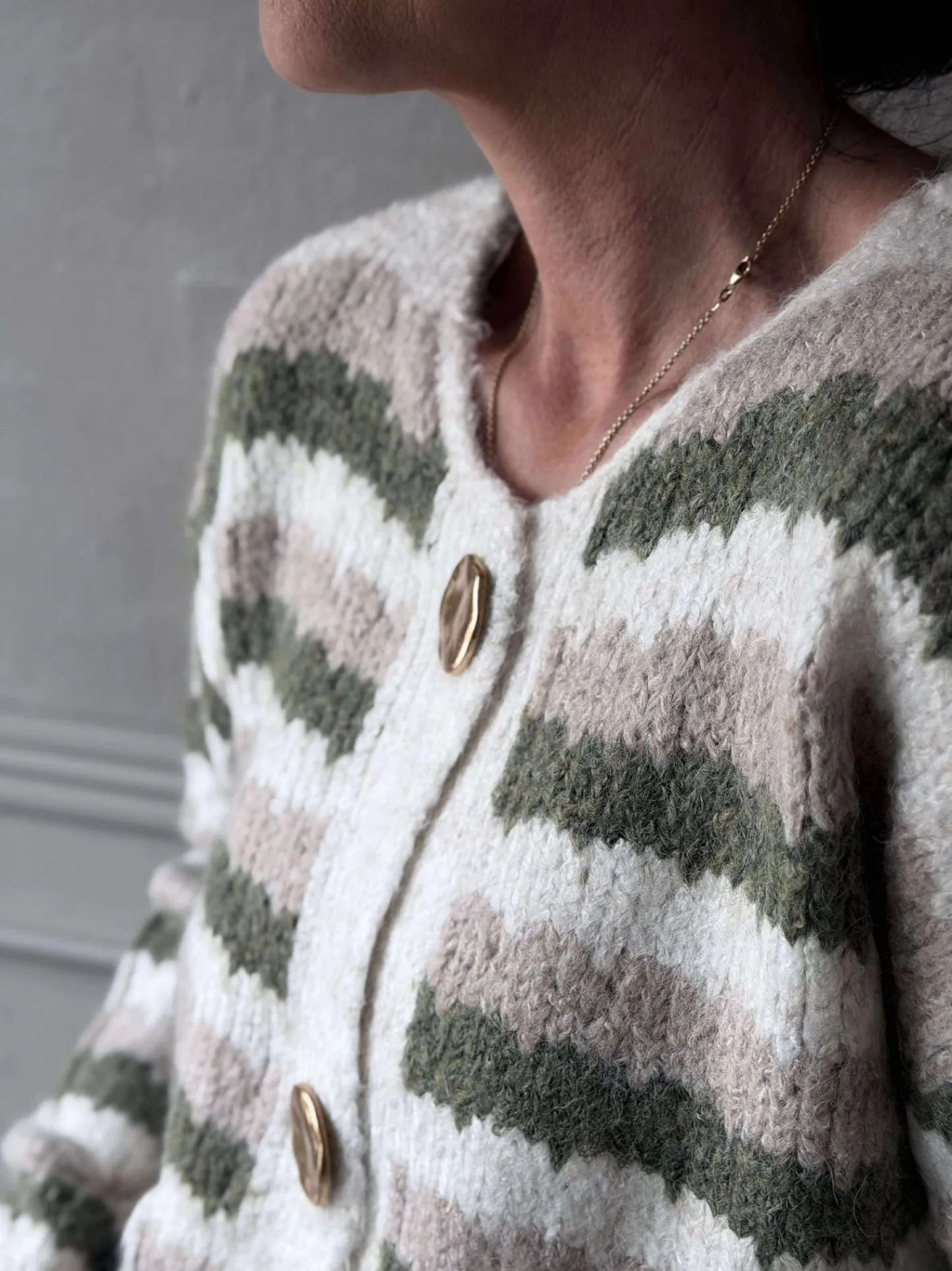 VIAMAJA Cardigan Grøn strib Clearance