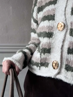 VIAMAJA Cardigan Grøn strib Clearance