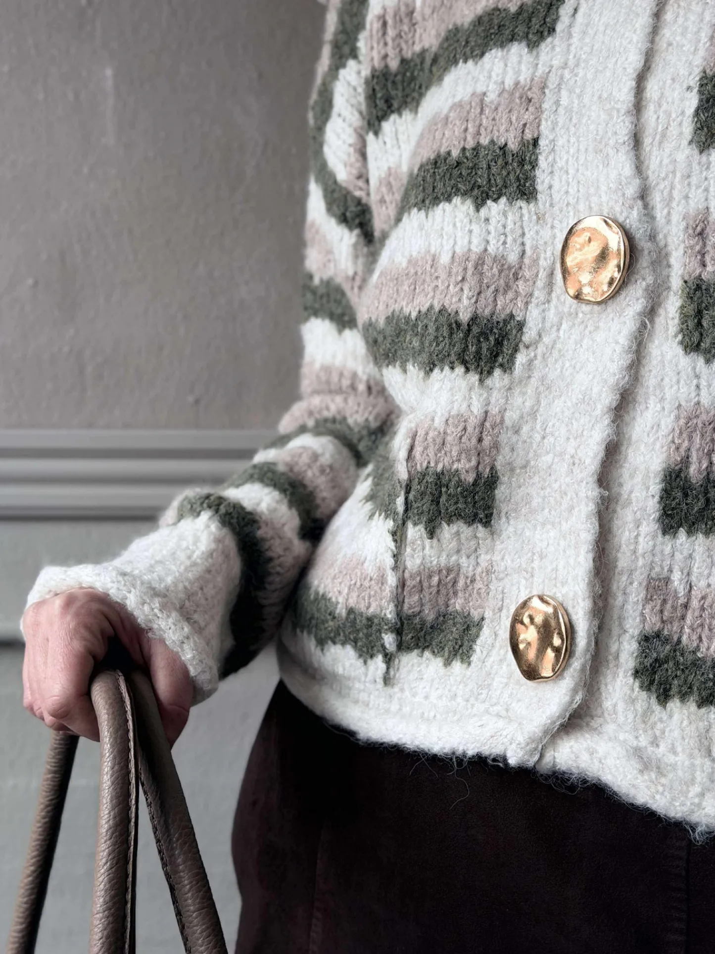 VIAMAJA Cardigan Grøn strib Clearance