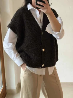 VIAMAJA Cardigan med kort ærmer - Brown Outlet