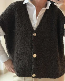VIAMAJA Cardigan med kort ærmer - Brown Outlet