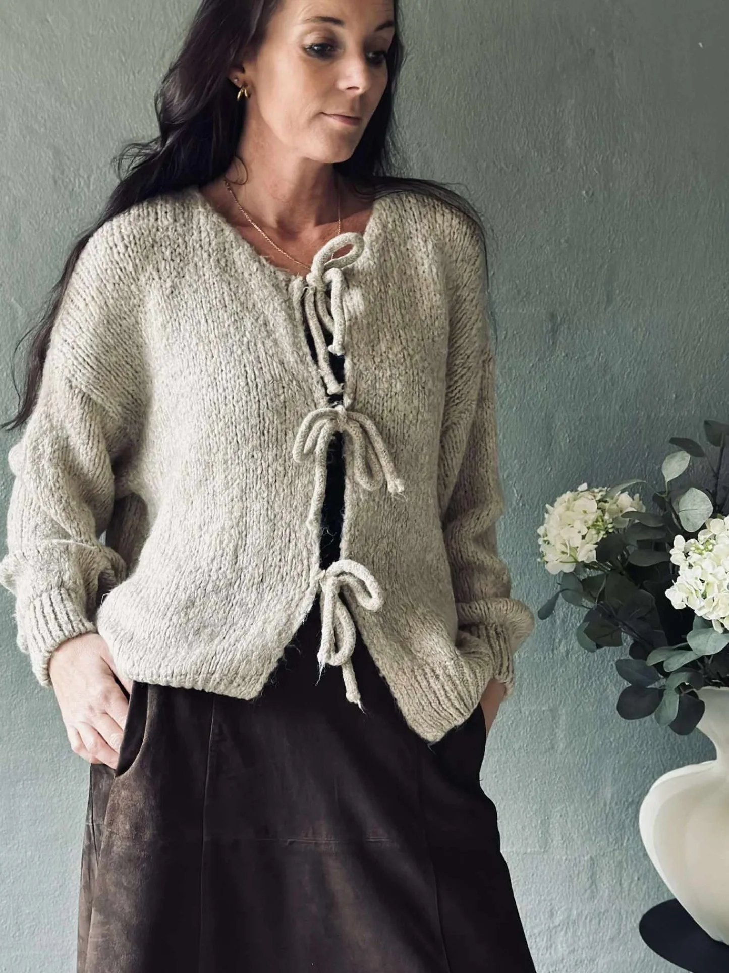 VIAMAJA Cardigan med sløjfer - Beige New