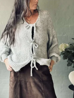 VIAMAJA Cardigan med sløjfer - Grå New