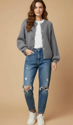 VIAMAJA Cardigan Mohair - Grå Sale