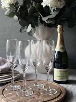 VIAMAJA Champagneglas Rillet med guld kant - 4 stk. Clearance