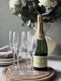 VIAMAJA Champagneglas Rillet med guld kant - 4 stk. Clearance