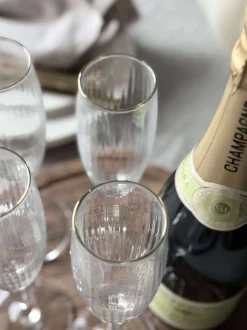VIAMAJA Champagneglas Rillet med guld kant - 4 stk. Clearance