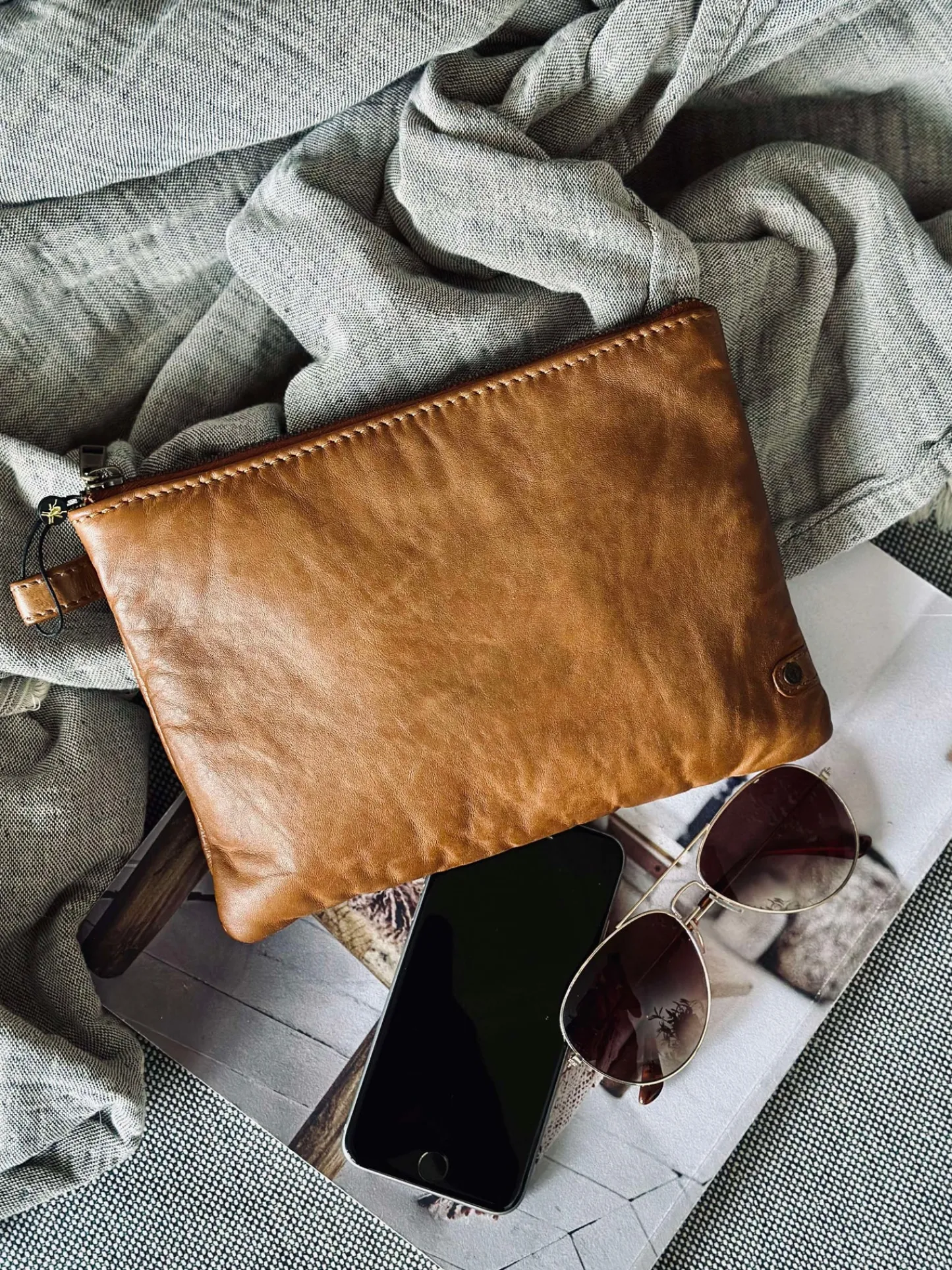VIAMAJA Clutch Alba - Cognac