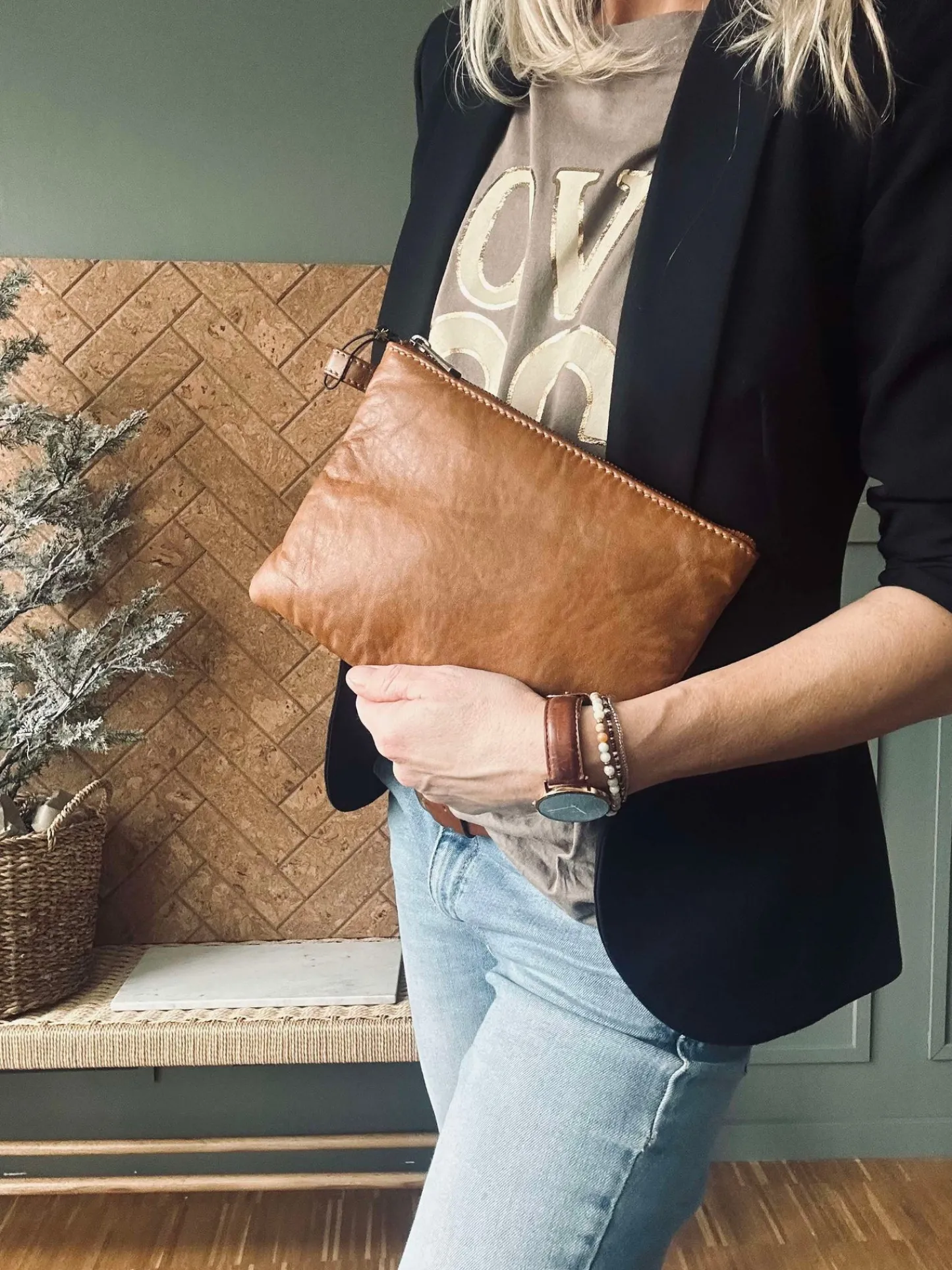 VIAMAJA Clutch Alba - Cognac