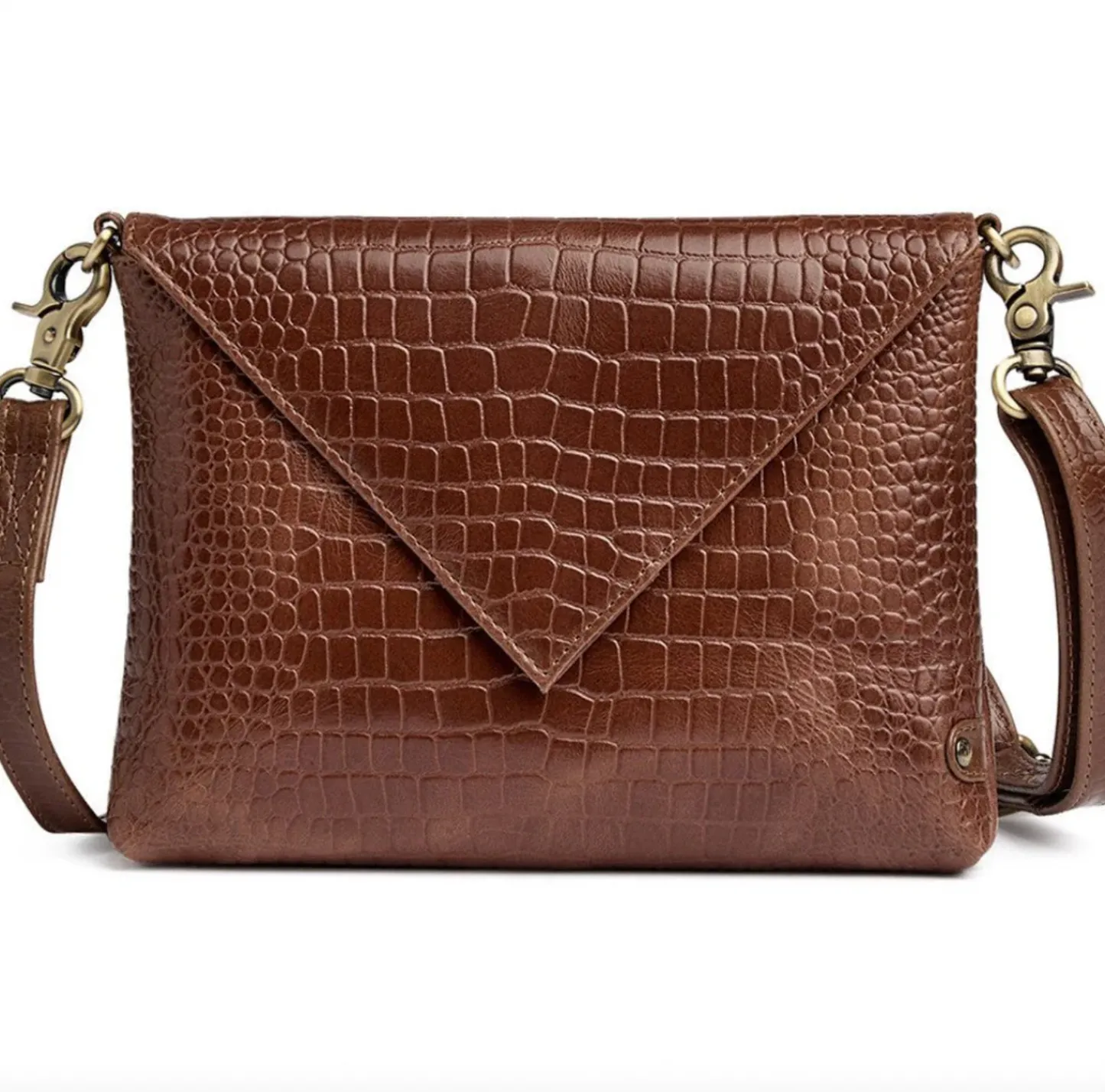 VIAMAJA Clutch croco i skind - Cognac