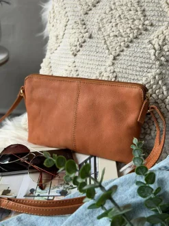 VIAMAJA Clutch Misse - Cognac / Gold Clearance