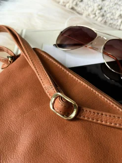 VIAMAJA Clutch Misse - Cognac / Gold Clearance