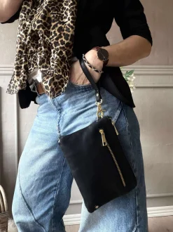 VIAMAJA Clutch Selma- Black / gold Outlet