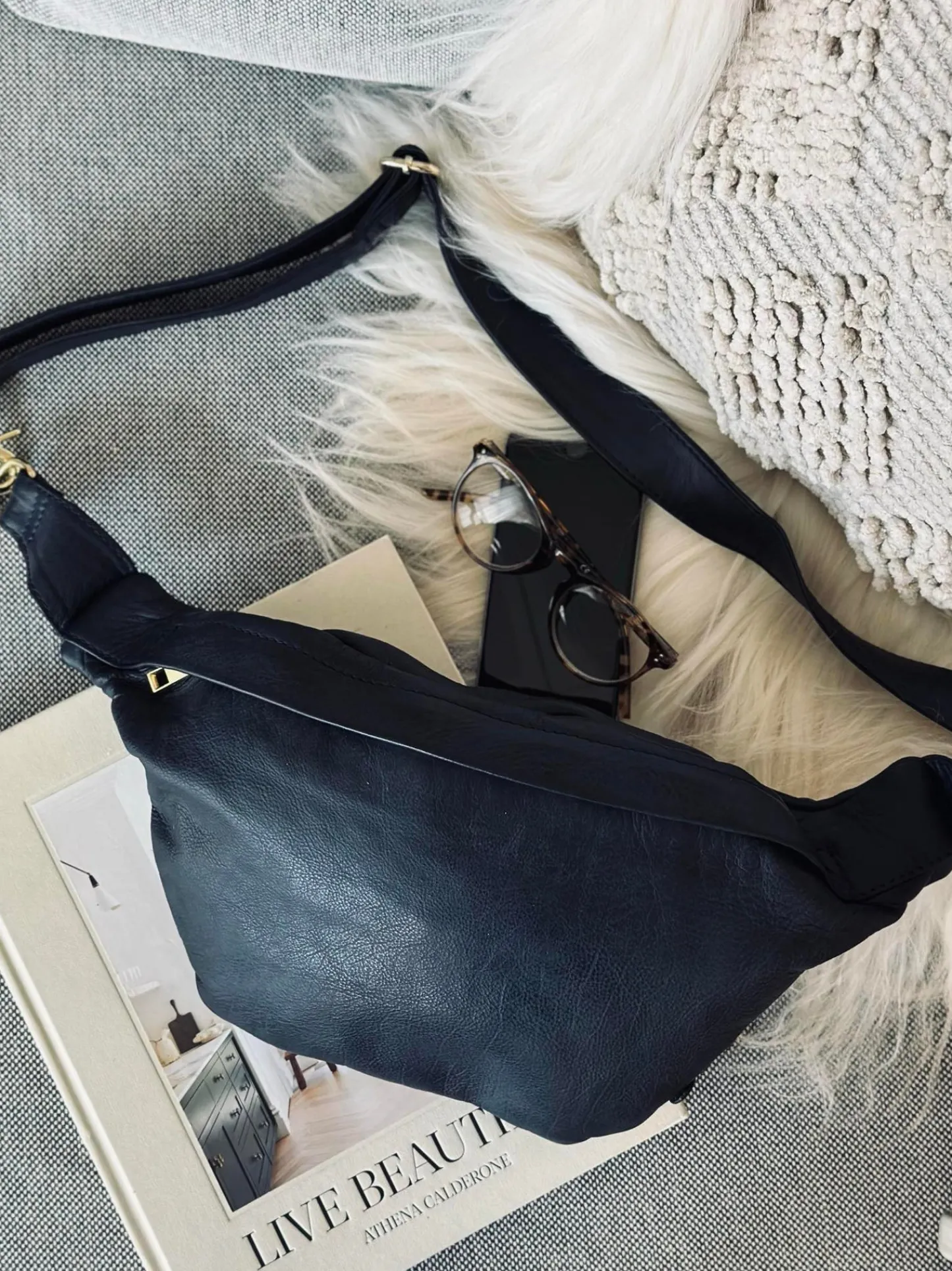 VIAMAJA Cool Buffy Bumbag i smørblødt læder - Midnight Blue Hot