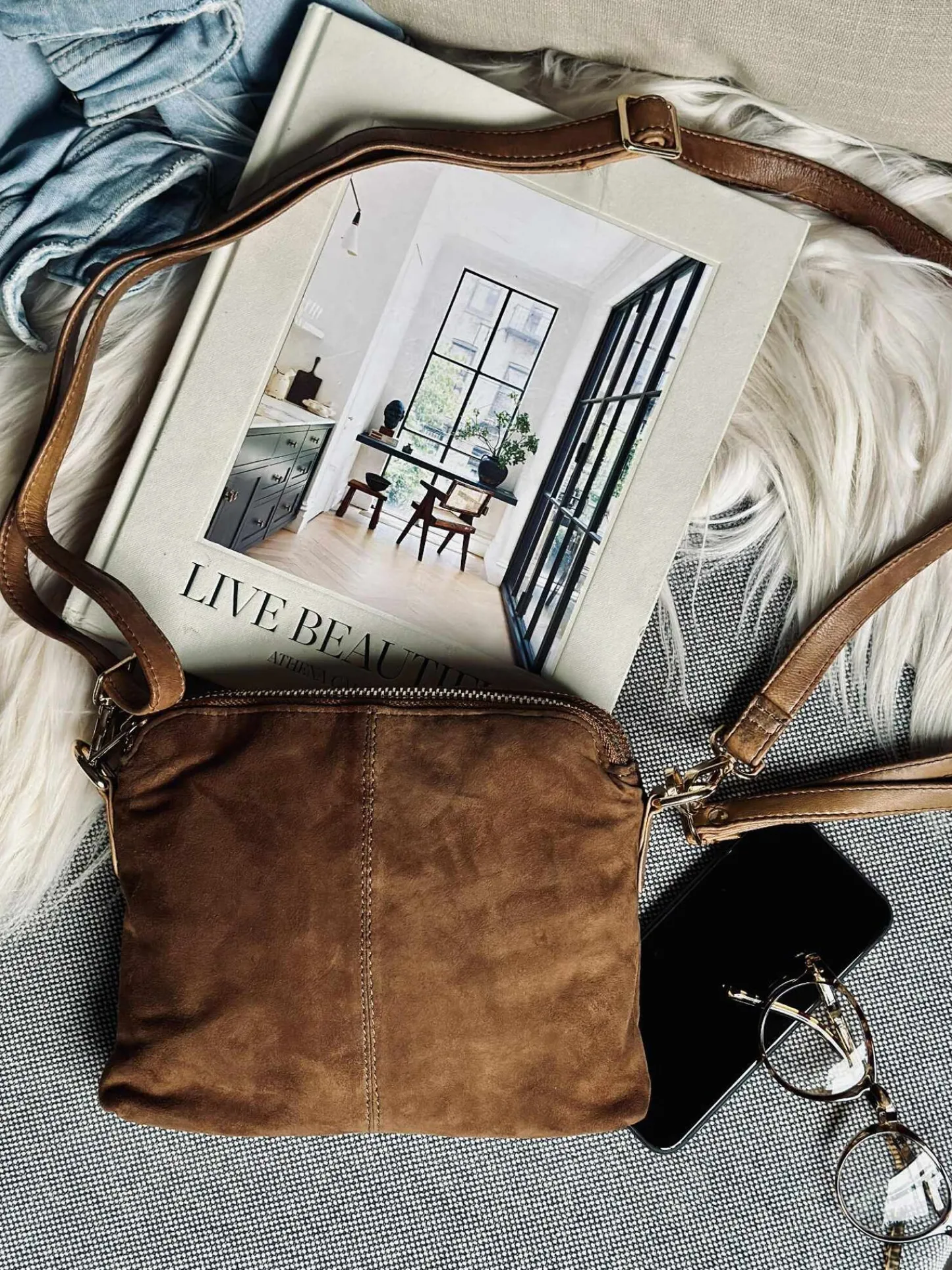 VIAMAJA Crossbody clutch ALICE - Ruskind caramel Outlet