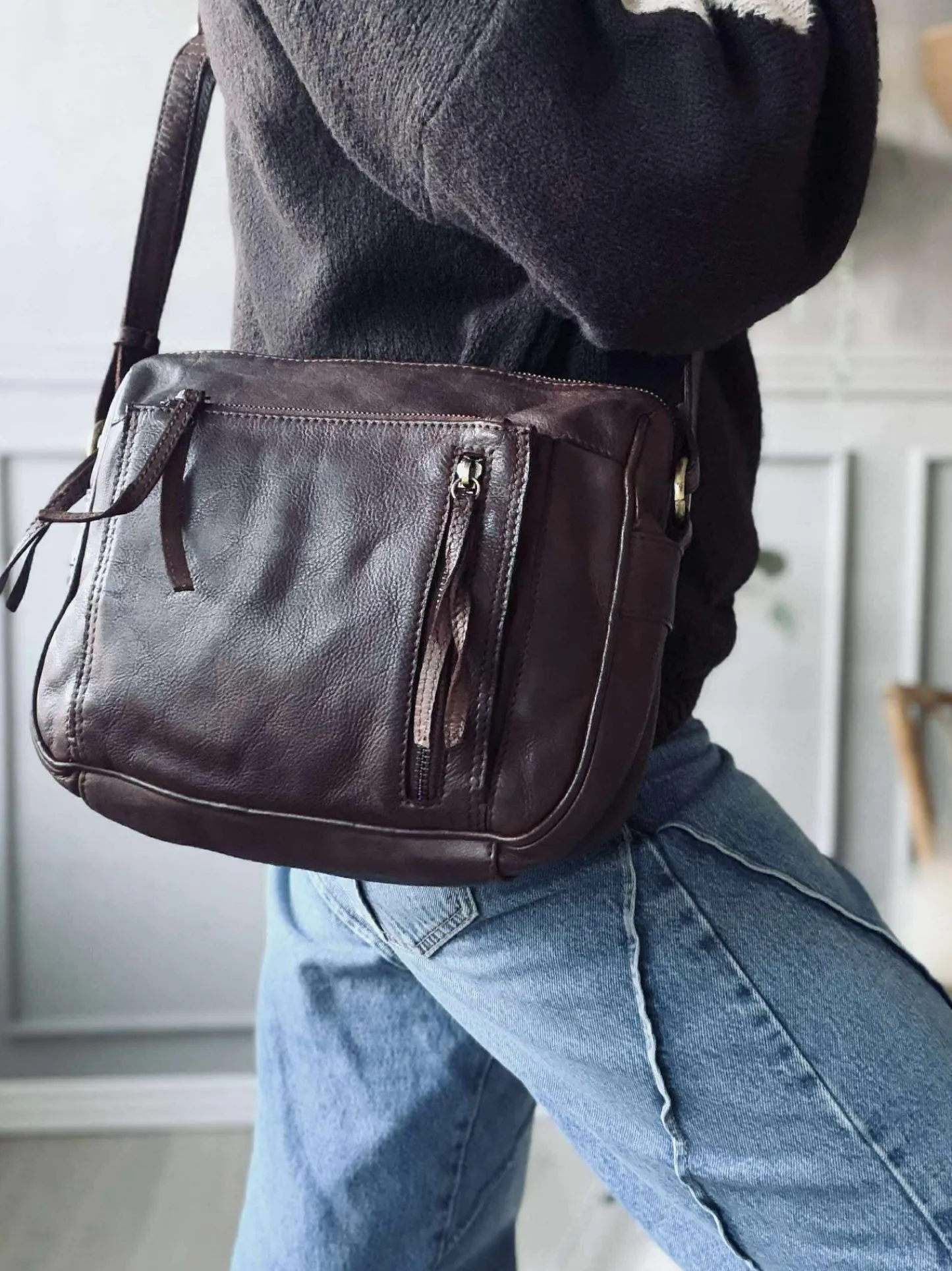 VIAMAJA Crossbody Raw Boheme Big – Brown Best