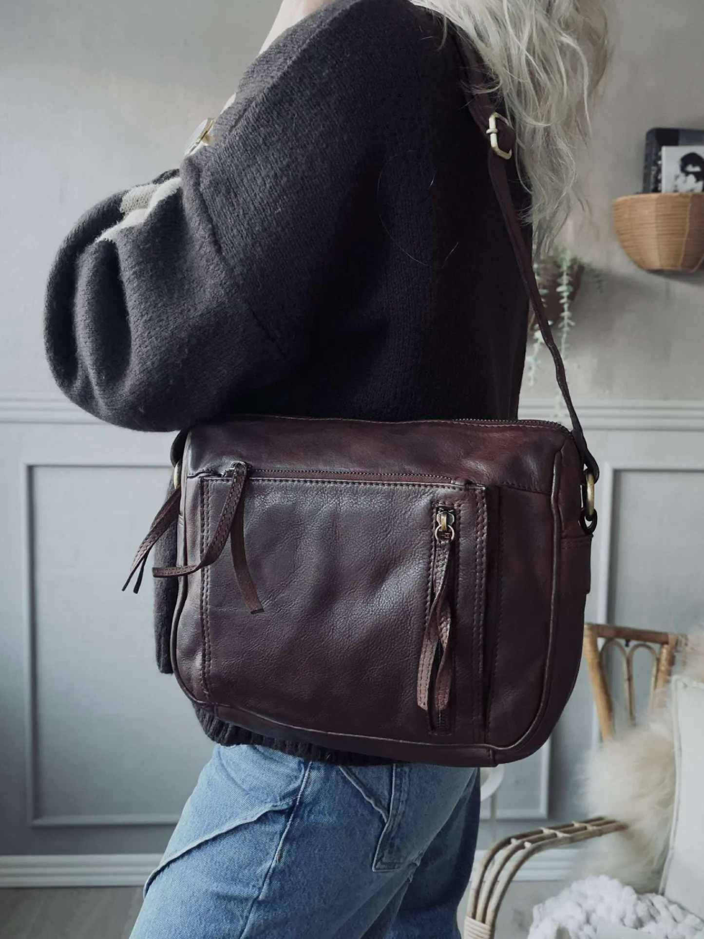 VIAMAJA Crossbody Raw Boheme Big – Brown Best