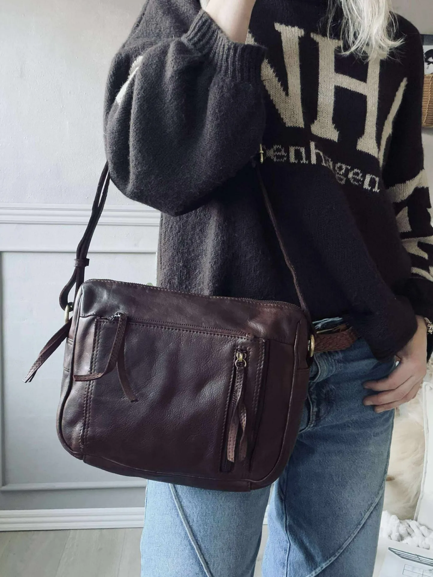 VIAMAJA Crossbody Raw Boheme Big – Brown Best